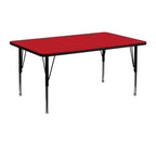 Flash Furniture Wren 24''W x 48''L Rectangular Red HP Laminate Activity Table - Height Adjustable Short Legs