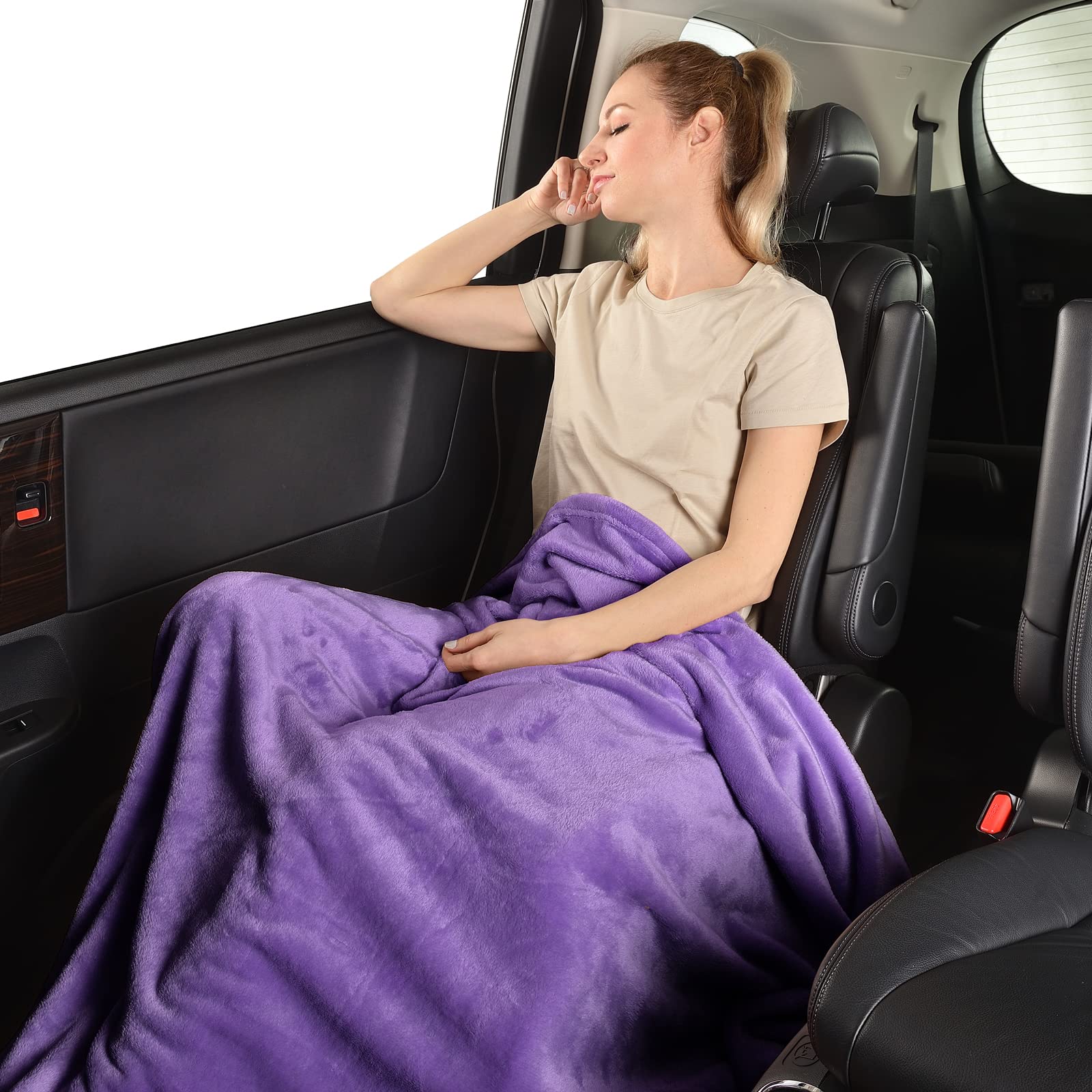 Sochow Flannel Fleece Blanket Luxury Twin Xl Size, All Season Lightweight Super Soft Cozy Blanket For Bed Or Couch, Purple, 66X9