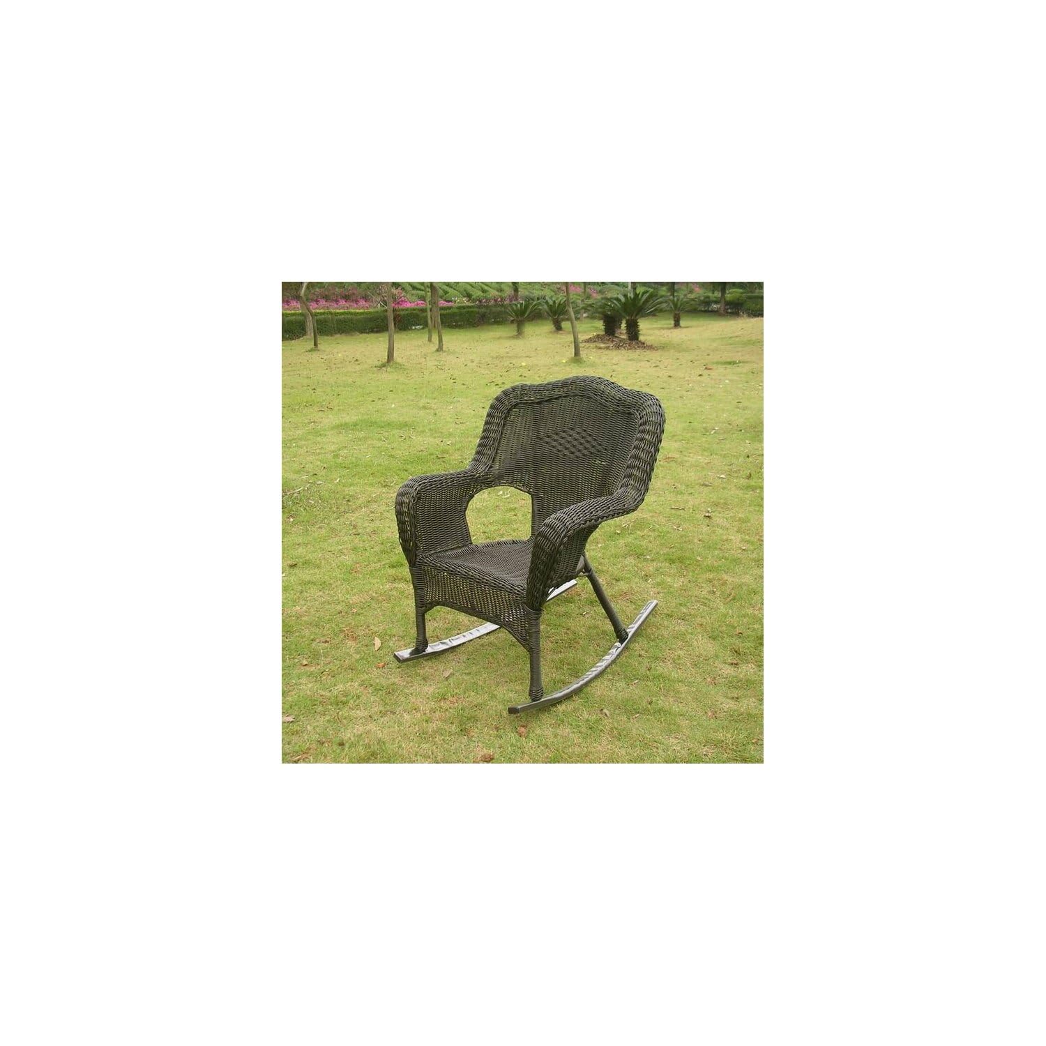 International Caravan Furniture Piece Camelback Resin Wicker Rocker