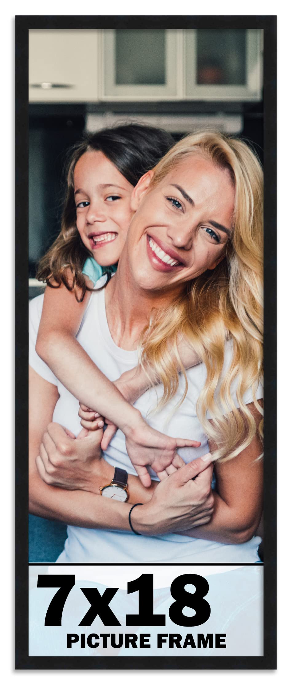 7x18 Frame Black Picture Frame - Complete Modern Photo Frame Includes UV Acrylic Shatter Guard Front, Acid Free Foam Backing Boa