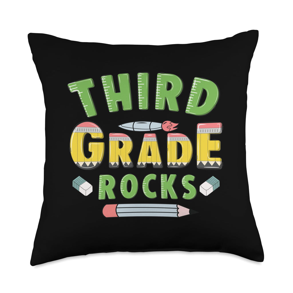 Third Grade Rocks Back to School Teacher Student Kids Throw Pillow