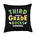 Third Grade Rocks Back to School Teacher Student Kids Throw Pillow