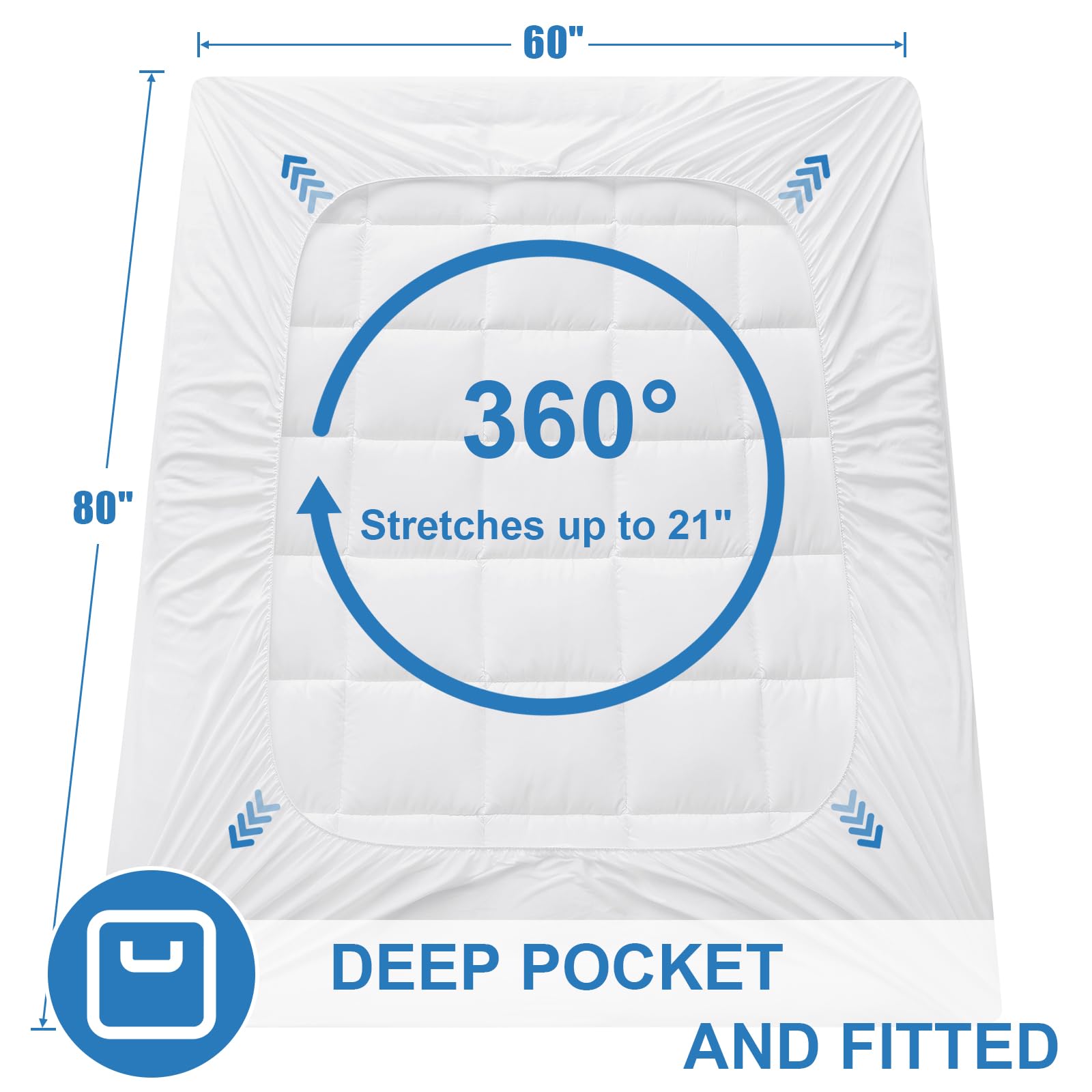 Olanly Queen Quilted Fitted Mattress Pad - Cooling Soft Mattress Topper - Elastic Fitted Mattress Protector - Machine Washable M