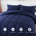 Downcool Queen Comforter Set -All Season Bedding Comforters Sets With 2 Pillow Cases -3 Pieces Bedding Sets Queen -Down Alternat