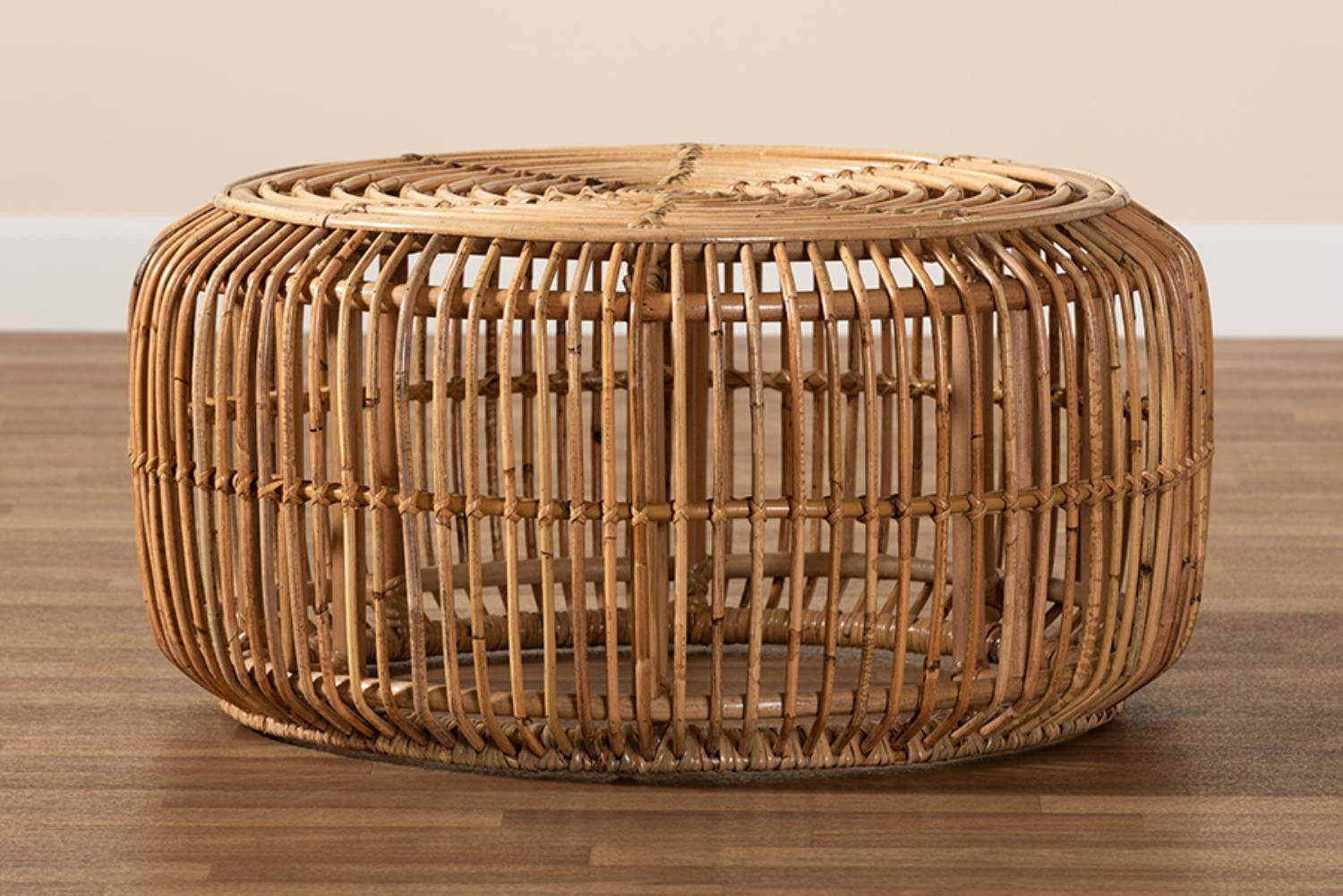 Baxton Studio Aliane Modern Bohemian Natural Brown Antique Rattan Coffee Table