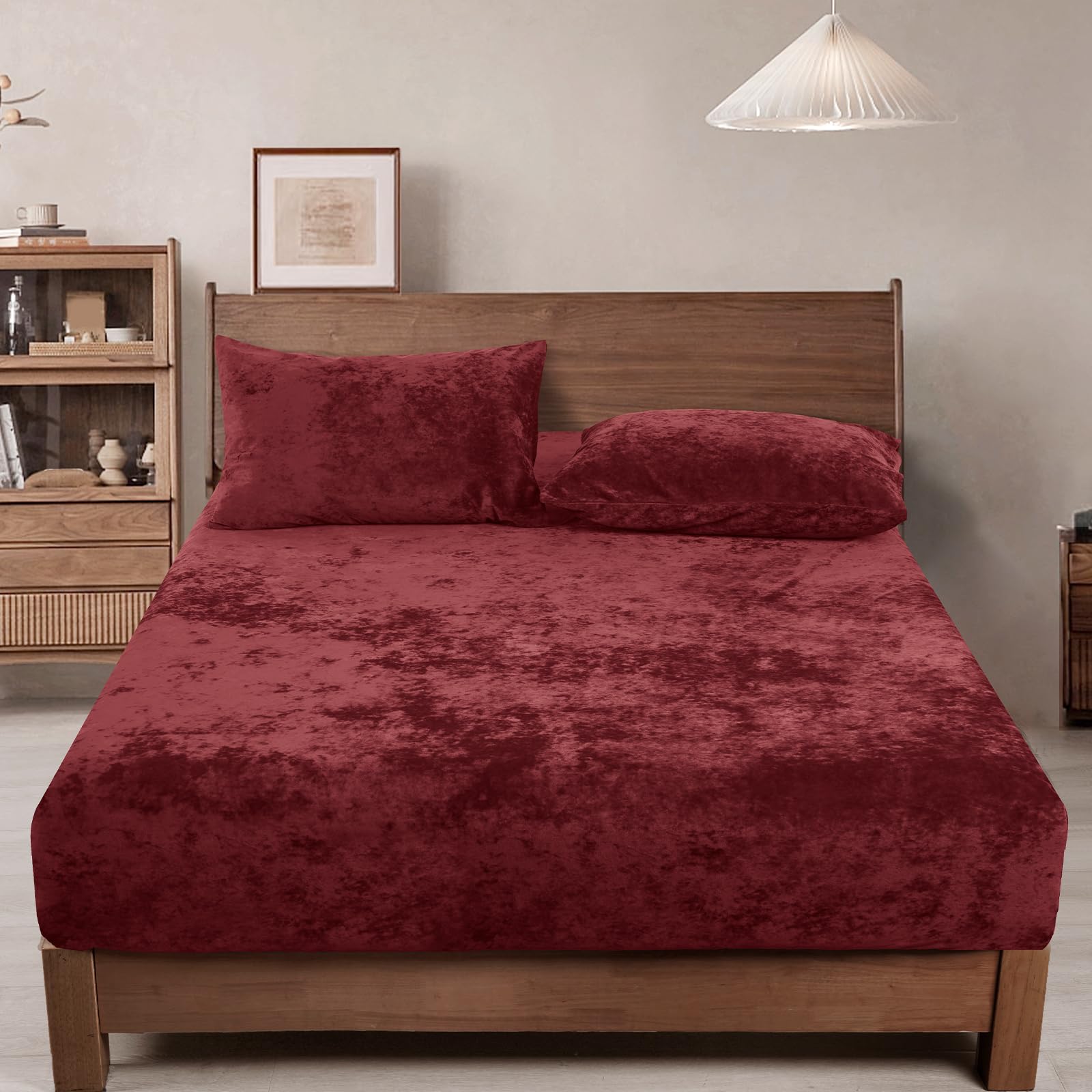 Phf Truly Velvet Fitted Sheet King Size, 1 Pack Luxury Super Soft Cozy Comfy Bottom Sheet With 15' Deep Pocket,Suitable For Fal