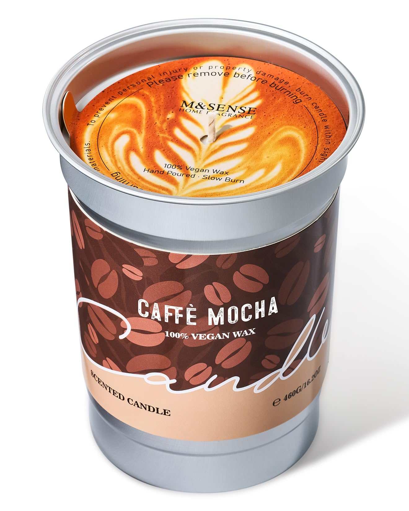 M&SENSE Vegan Soy Wax Candle, Mocha Coffee Subtle Scented 99-Hour Burn Time, Natural Aromatherapy Candle for Relaxing, Unique Ho