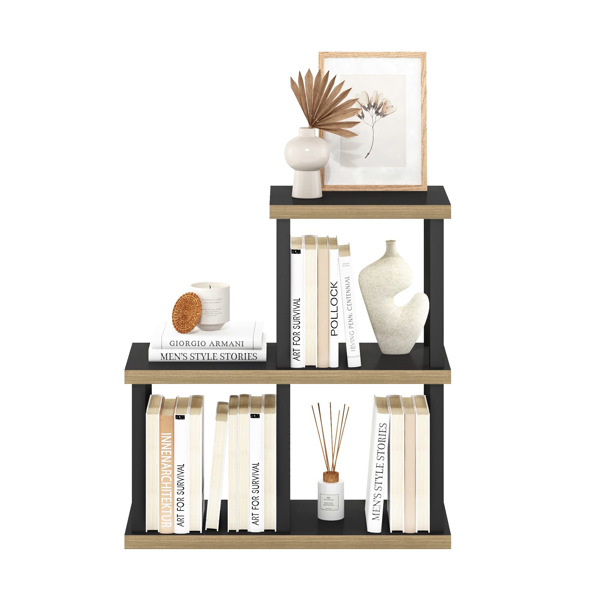 Furinno Turn-N-Tube No Tools 3-Cube Decorative Display Shelf, Americano/Black