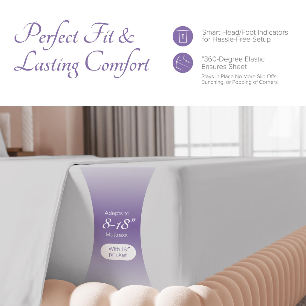 Carressa Linen 100% Egyptian Cotton Sheets - 600 Thread Count 4 Pc California King Size Sheet Set, Soft, Cooling, High Thread Co