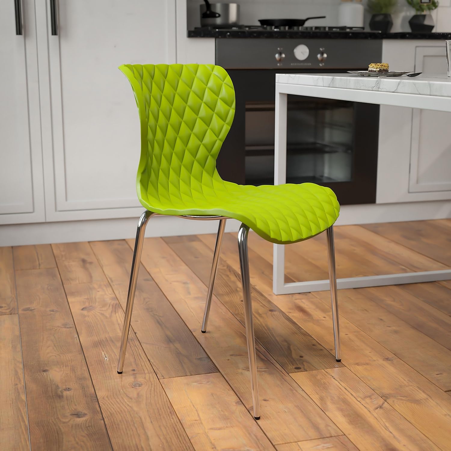 Flash Furniture Lowell Contemporary Design Citrus Green Plastic Stack Chair