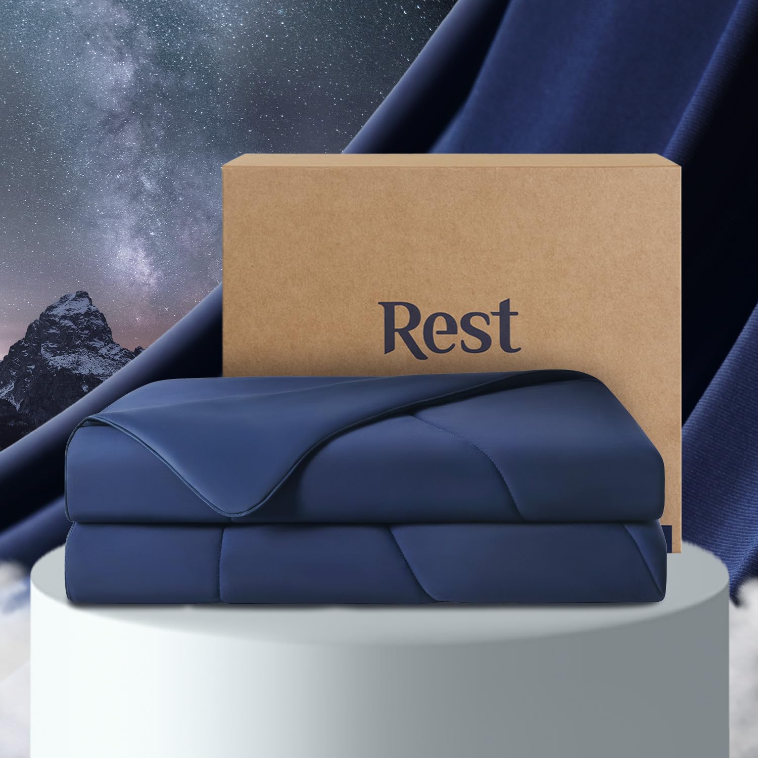 Rest® Evercool® Cooling Comforter, Full/Queen, Blanket For Hot Sleepers, All Season Bedding To Keep Cool For Night Sweats, Breathable Lightweight Blanket, 90'X90' Inches, Midnight Blue
