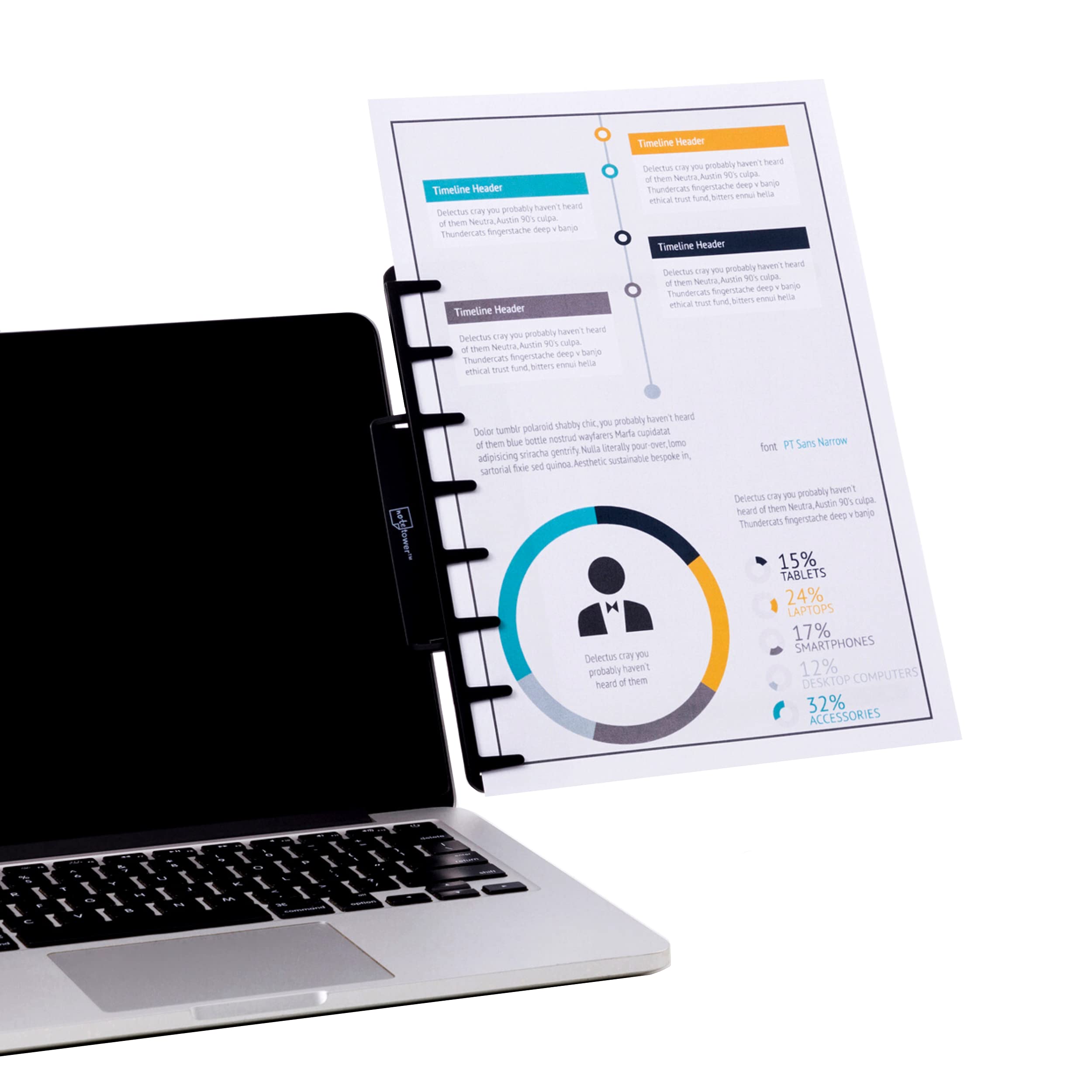 Note Tower Monitor Document Paper Holder For Typing - Sticky Note Organizer - Mounts To Laptops & Desktop Monitors, Reduces Eye