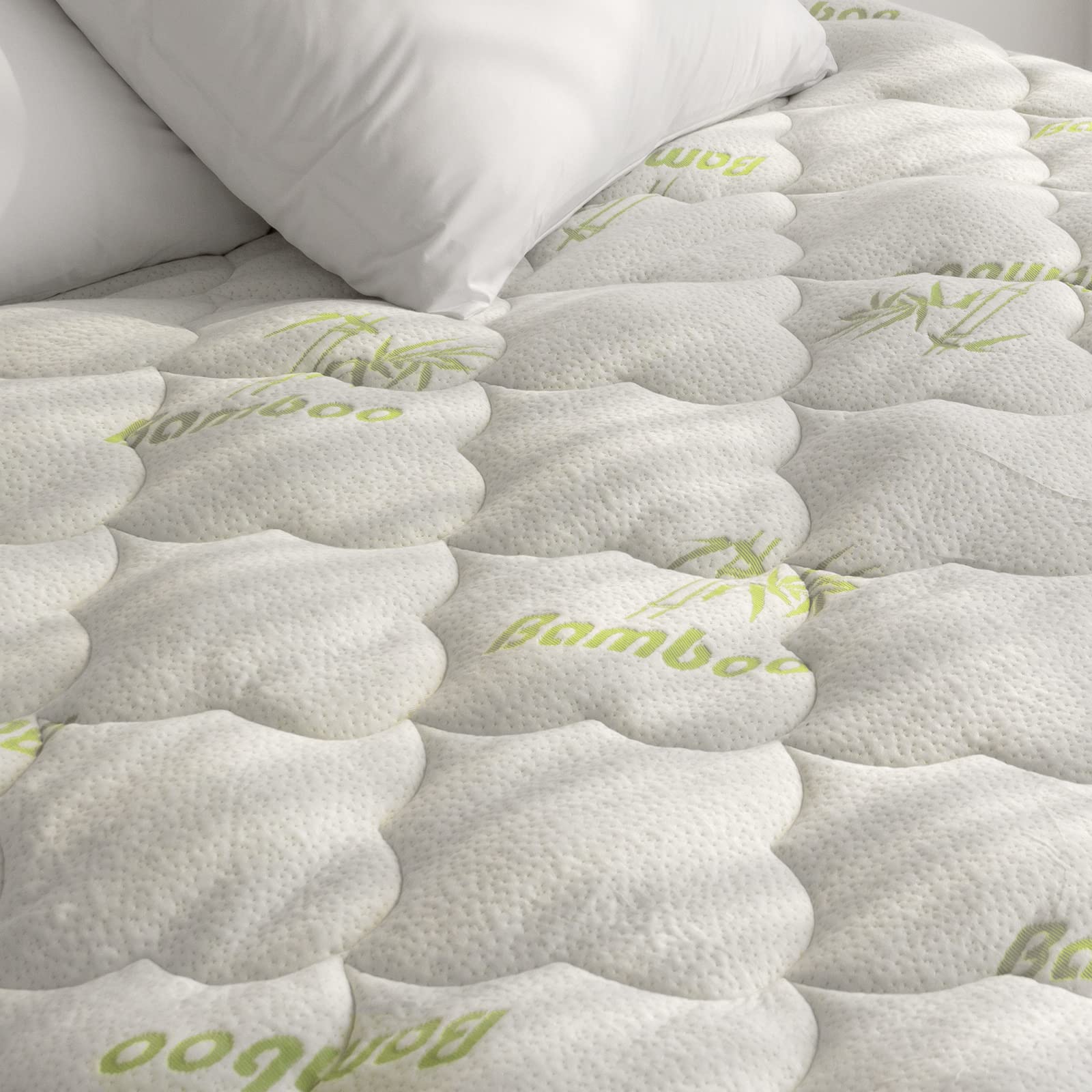 Bamboo Mattress Pad Twin Air Mattress Topper Cover, Twin Size Quilted Fitted Mattress Pad, Super Soft Breathable And Noiseless Bamboo Pillow Top Mattress Topper Fits Up To 16 Inch Air Mattress