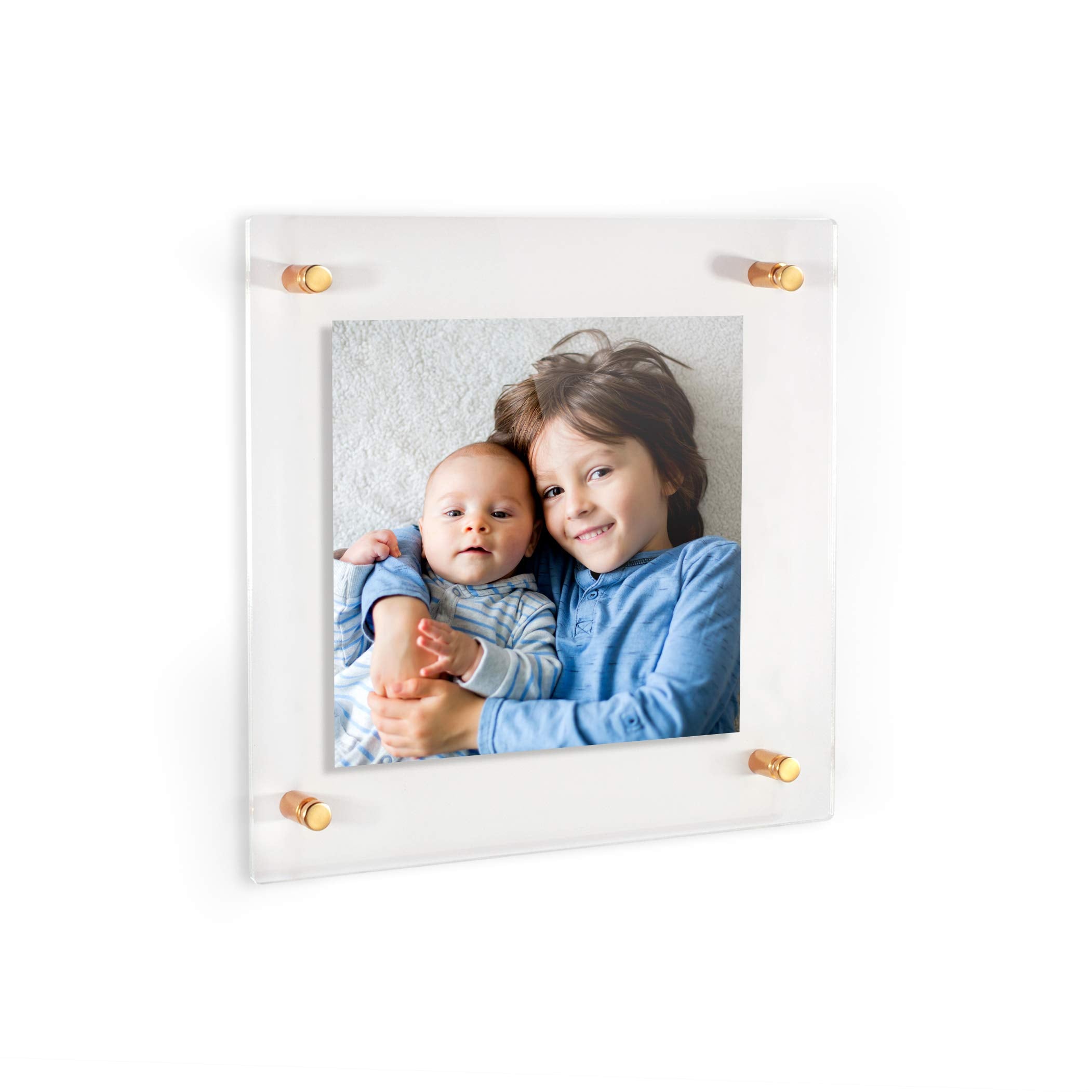 ArtToFrames Floating Acrylic Frame for Pictures Up to 24x24 inches (Full Frame is 28x28) with Gold Standoff Wall Mount Hardware,