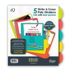 Ischolar 5 Tab Poly Index Dividers With Pockets, 9.5 X 11.3', Assorted Colors (31206)