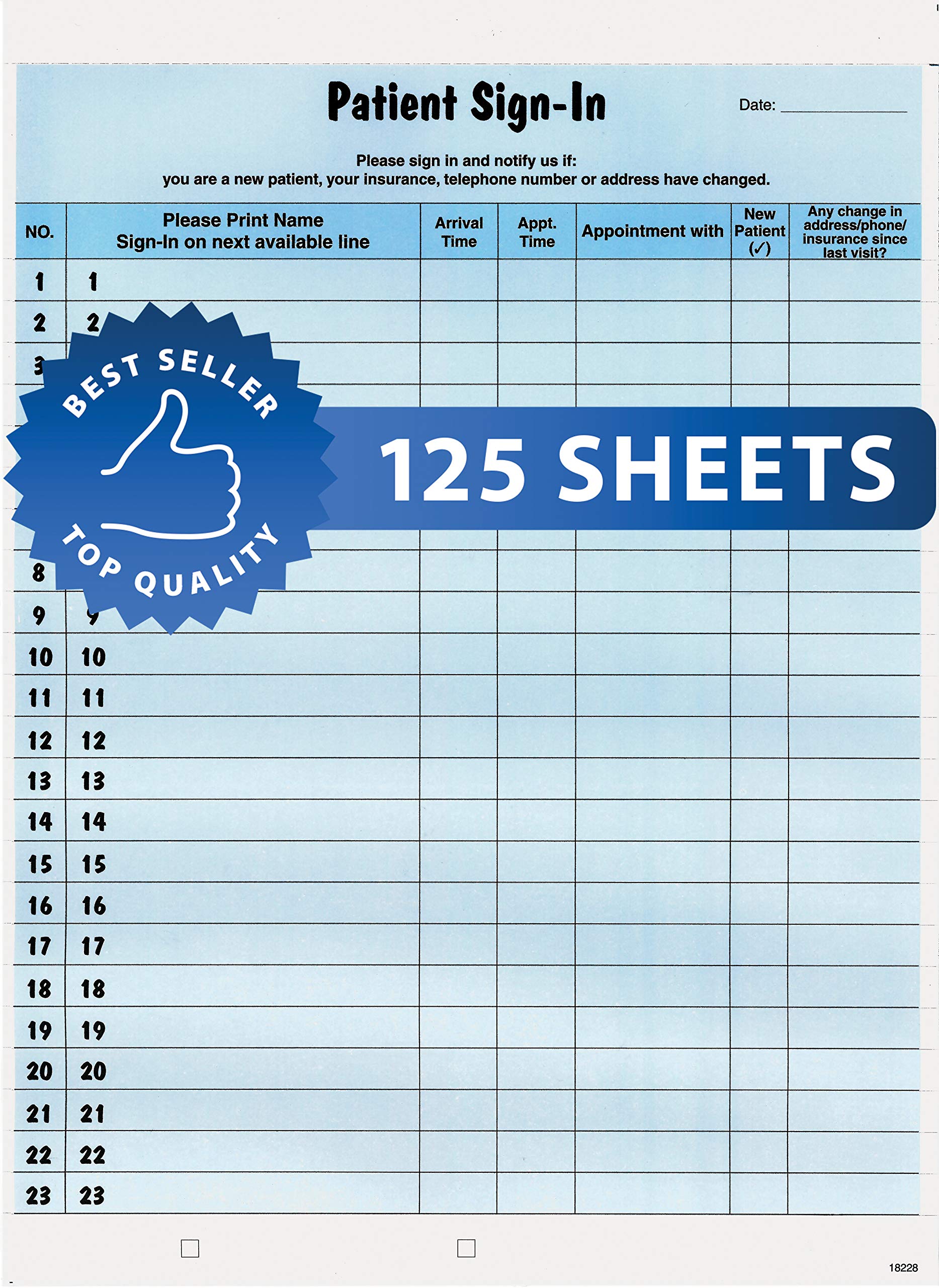 Tabbies Patient Sign-In Label Forms, 8-1/2' X 11' Form, Blue, 23 Labels/Sheet, 125 Sheets/Pack, Confidentially Sign In Your Pa