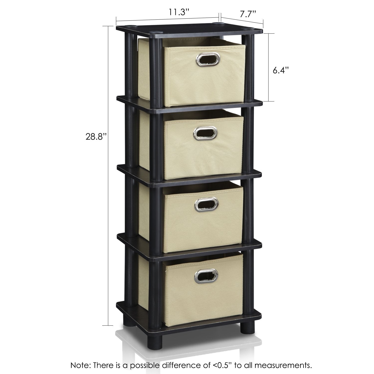 Furinno Laci 4-Bins System Rack, 11.3(W) X 28.8(H) Inch, Espresso/Black