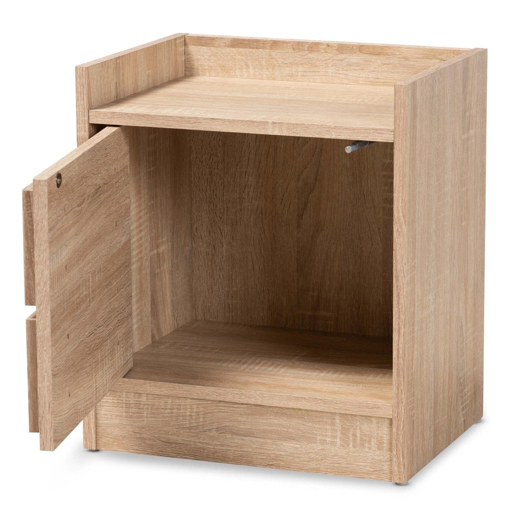 Baxton Studio Hale Walnut Finished Wood 2-Drawer Nightstand