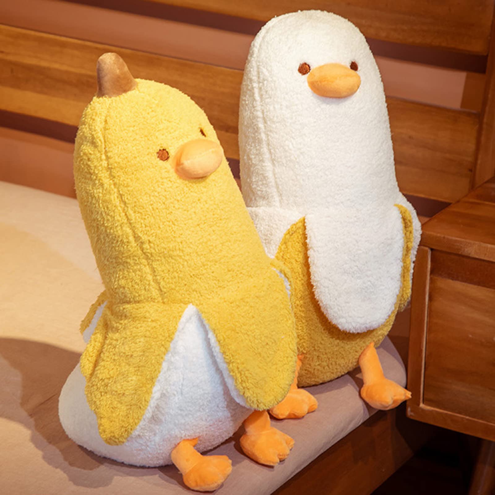 Peach Cat Banana Duck Plush Toy Cute Plushie Hugging Plush Pillow Duck Stuffed Animal For Girls And Boys Yellow 27.5'