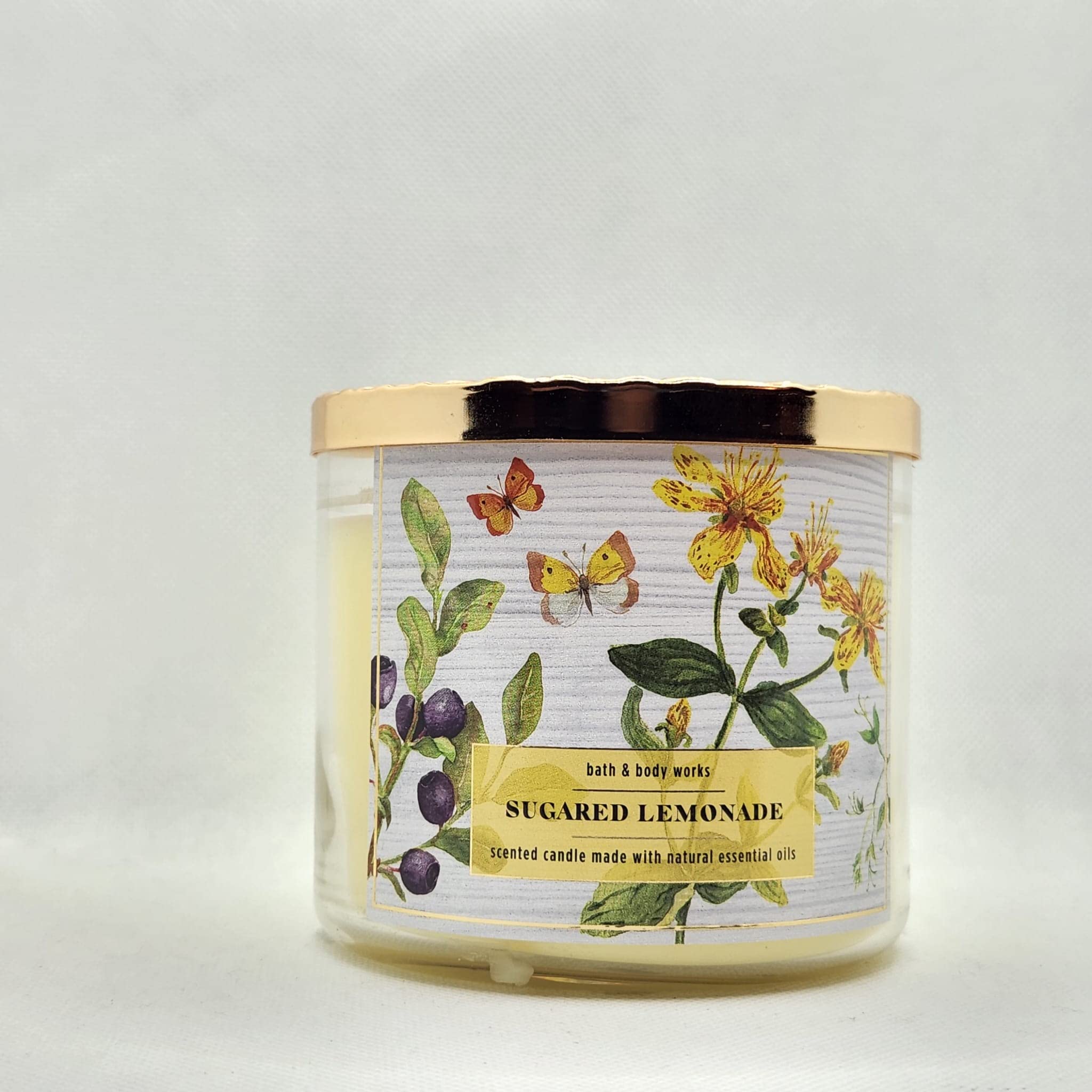 Bath & Body Works, White Barn 3-Wick Candle w/Essential Oils - 14.5 oz - 2022 Spring Scents (Sugared Lemonade)