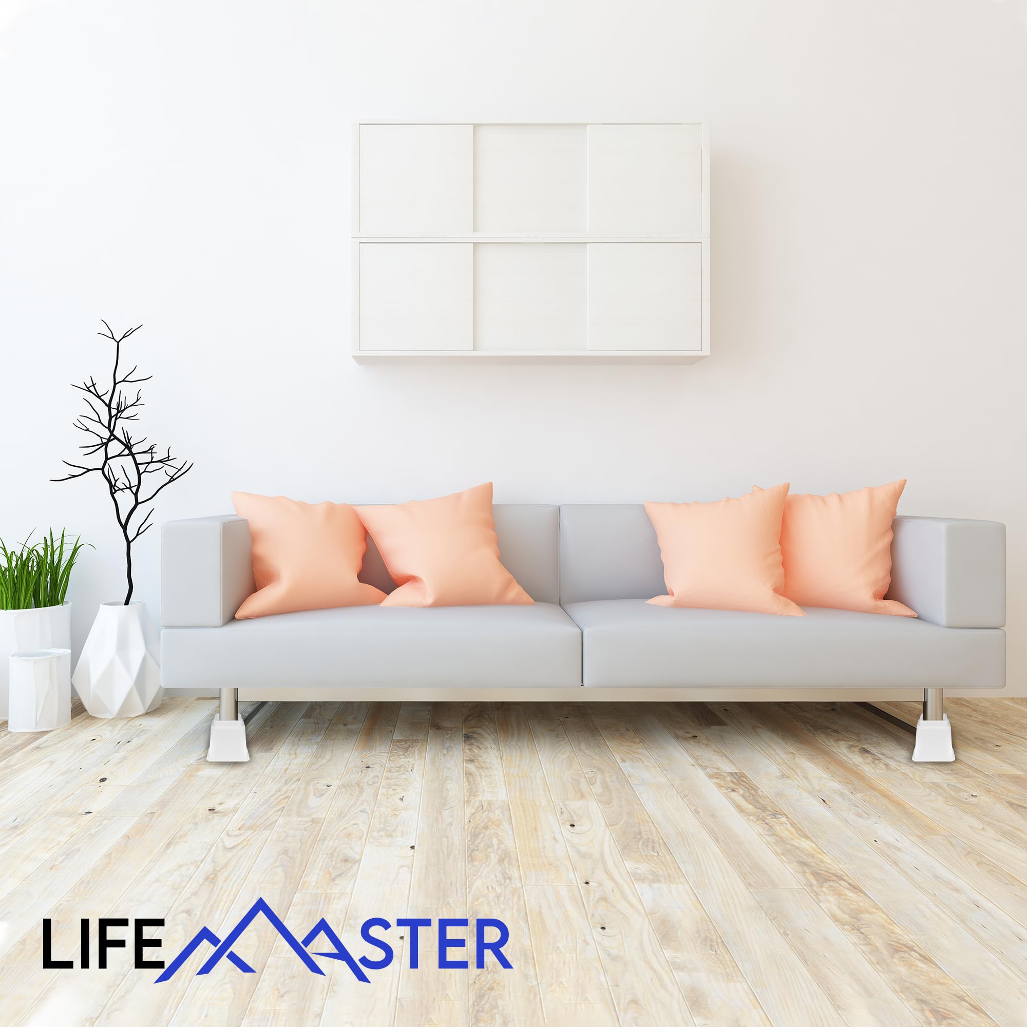 Lifemaster Furniture Riser Set - 4 Pieces Non-Slip Design Furniture Leg Riser Fits With Bed, Chair, Table, Sofa, Desk, And Couch