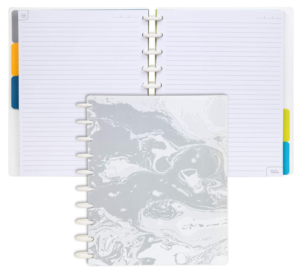 Talia Discbound Notebooks, Planner, Customizable, (Marble Flow Carrara, Midsize (7.5In X 9.75In))