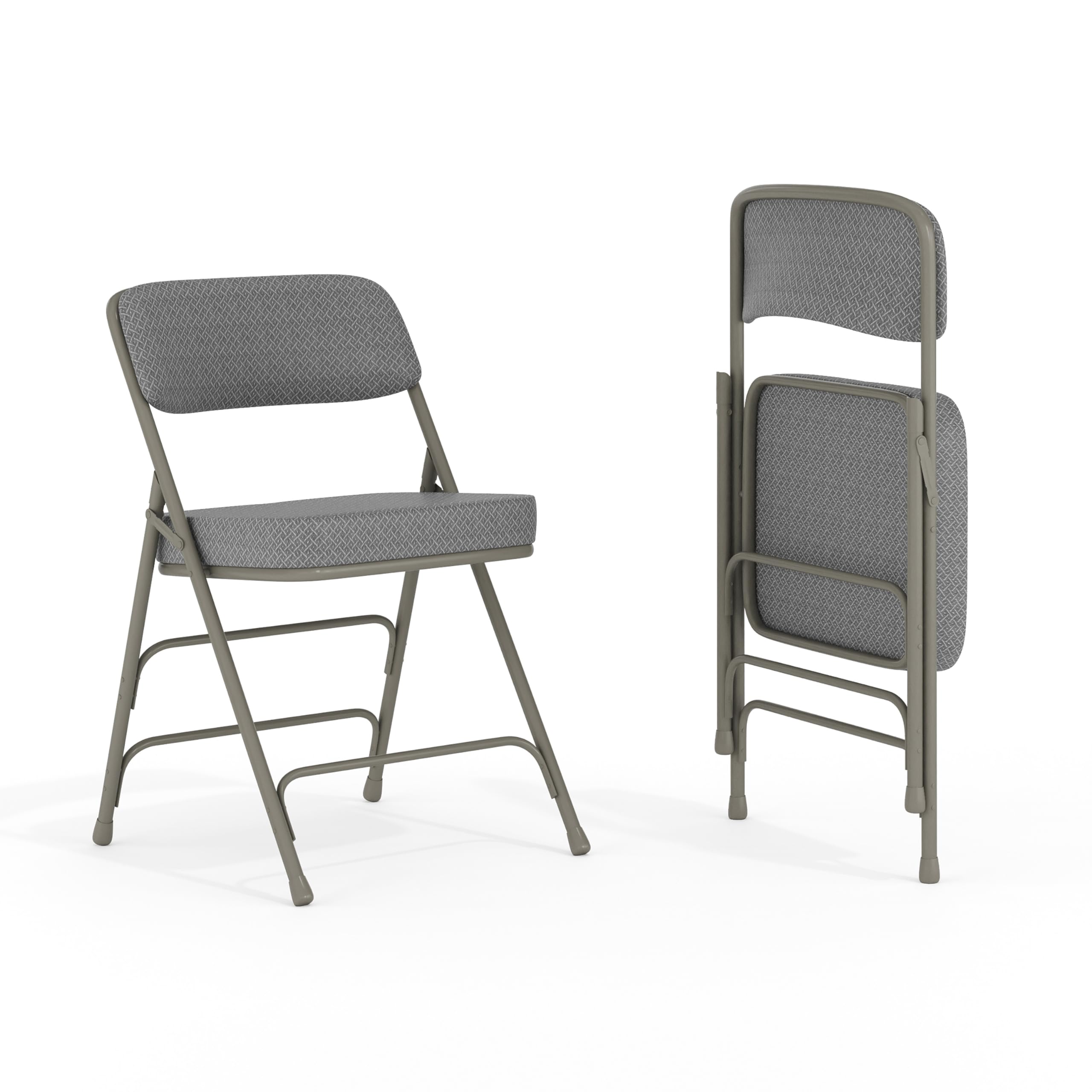 Flash Furniture Hercules Series Metal Folding Chairs With Cushioned Seats, Fabric Upholstered Event Chairs, Set Of 2, Gray