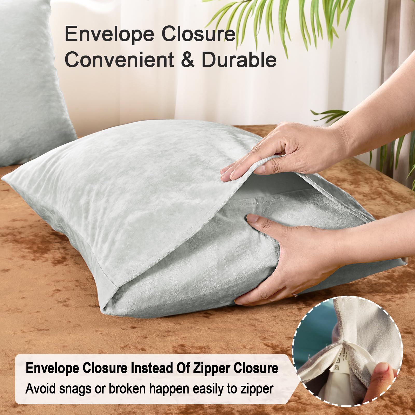 Phf Truly Velvet Pillowcases Standard Size, No Insert, 2 Pack Ultra Soft Breathable Pillow Shams Covers With Envelope Closure, 20' X 26' Luxury Cozy Warm Fuzzy Flannel Pillow Cases, Sliver Grey