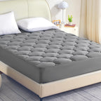 Sleep Zone Twin Xl Mattress Pad For Children & Adults, Pillow Top Mattress Topper For College Dorm, Soft & Skin Friendly, Deep Pocket Cooling Mattress Protector Cover, All Season Use (Grey, Twin Xl)