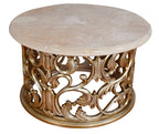 AFD Home Platine Round Coffee Table Mahogany Cream Marble Silver Platina 12016157