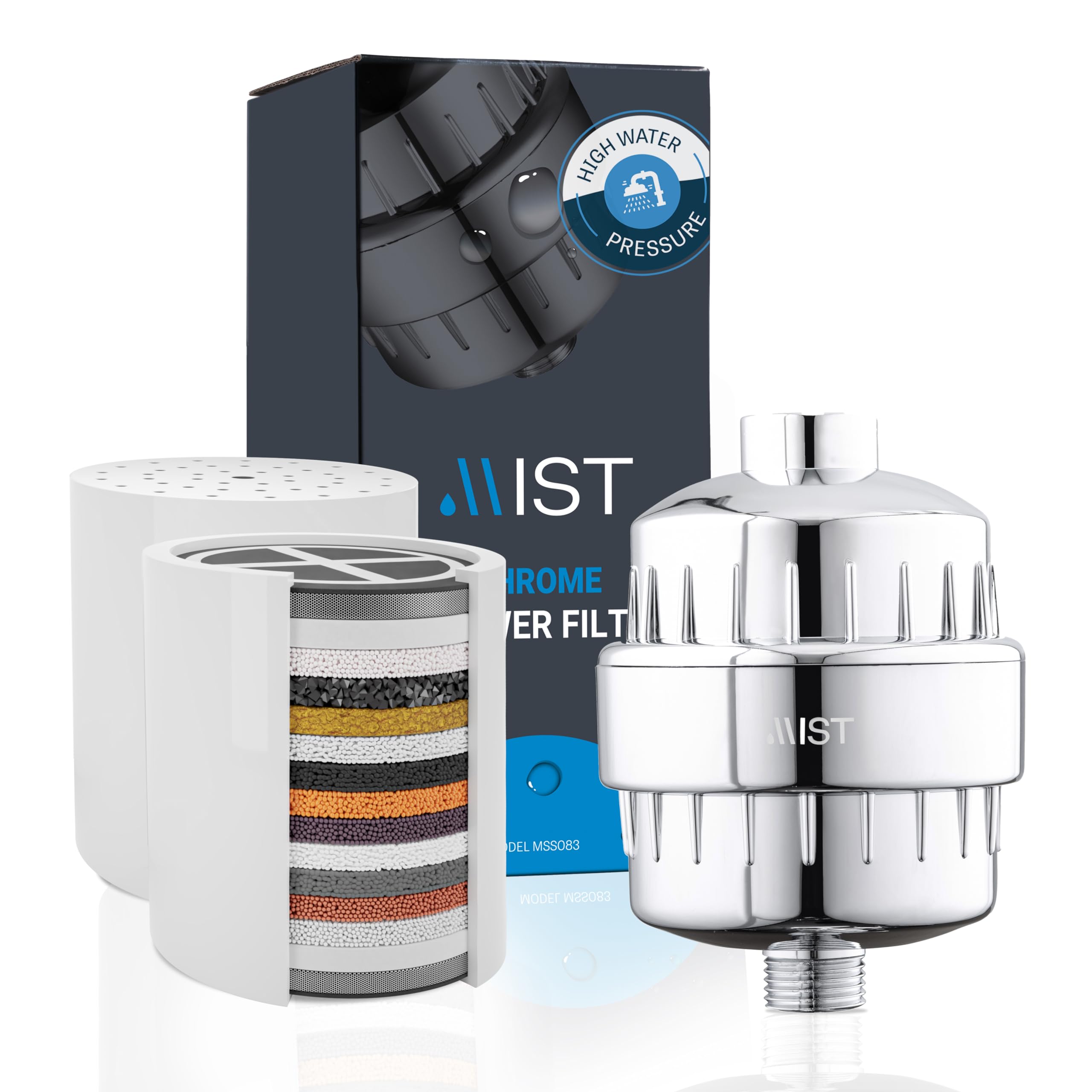 Filtered Shower Head Attachment, High Output, 15 stage Shower Filter, Improves the Condition of Your Skin & Hair, Shower Filter 
