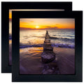 LEKAIYA 6x6 Black Picture Frames Set of 2, Square Solid Wood Photo Frame for Tabletop or Wall Mounting