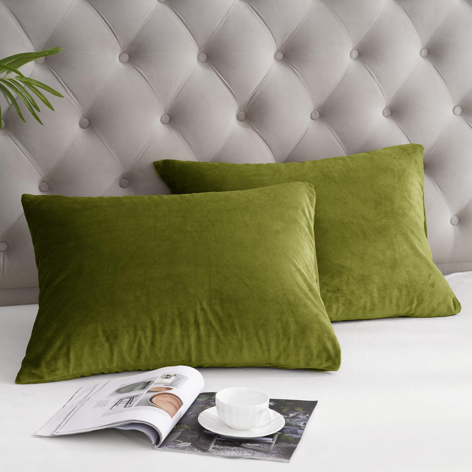 Phf Super Soft Velvet Pillowcases King Size, No Insert, 2 Pack Luxury Cozy Warm Pillow Shams Covers With Envelope Closure, 20'