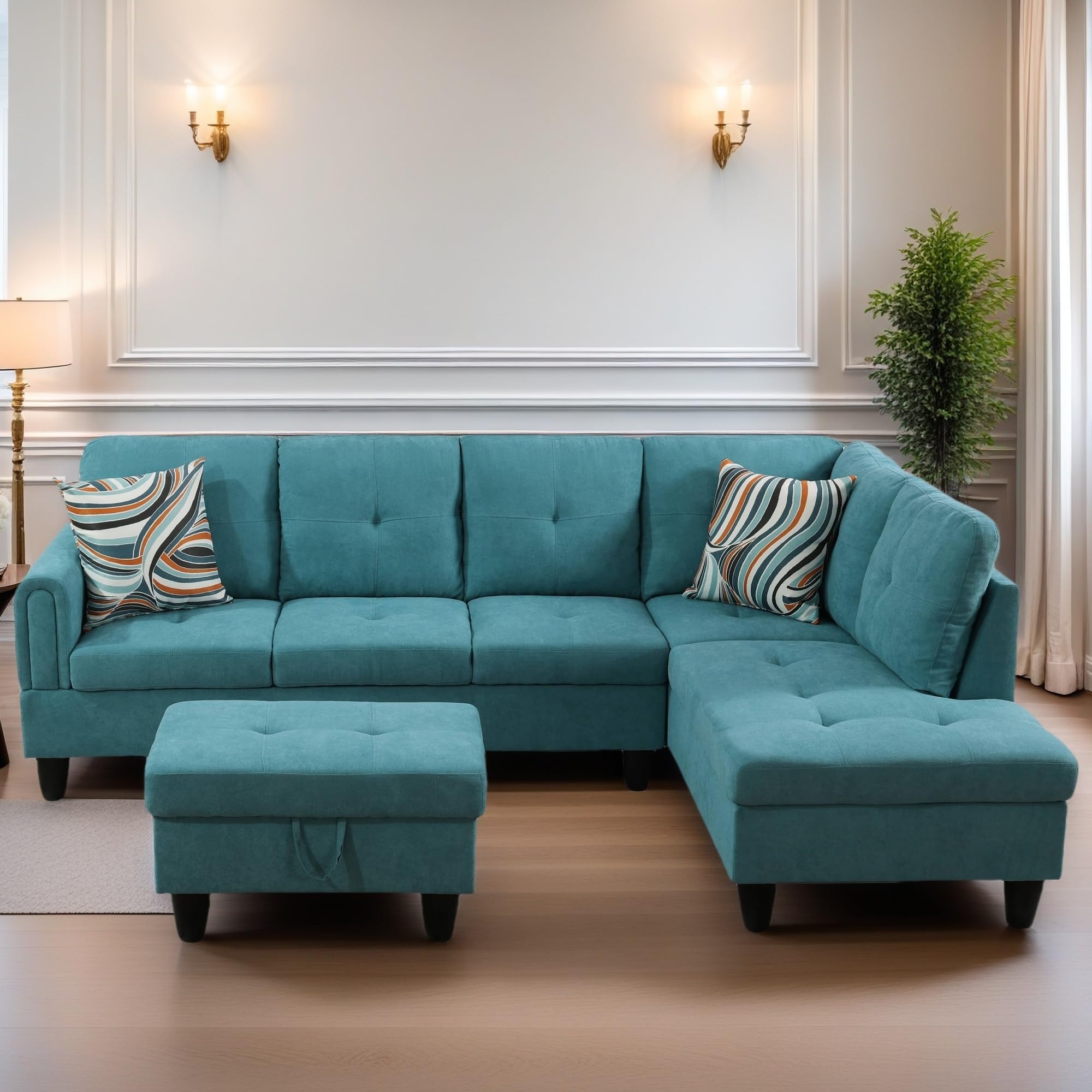 FONTOI L Shaped Sectional Couches for Living Room, Modern Modular Sectional Sofa with Ottoman Storage, Comfy L Shaped Couch with