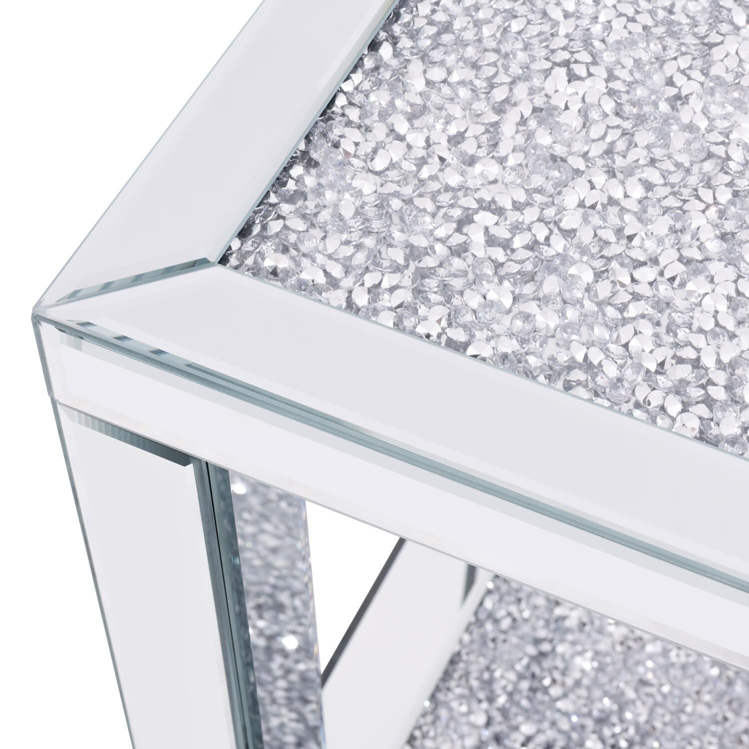 Better Home Products Mirrored Nightstand, Mirrored Bedside Table End Table Nightstand