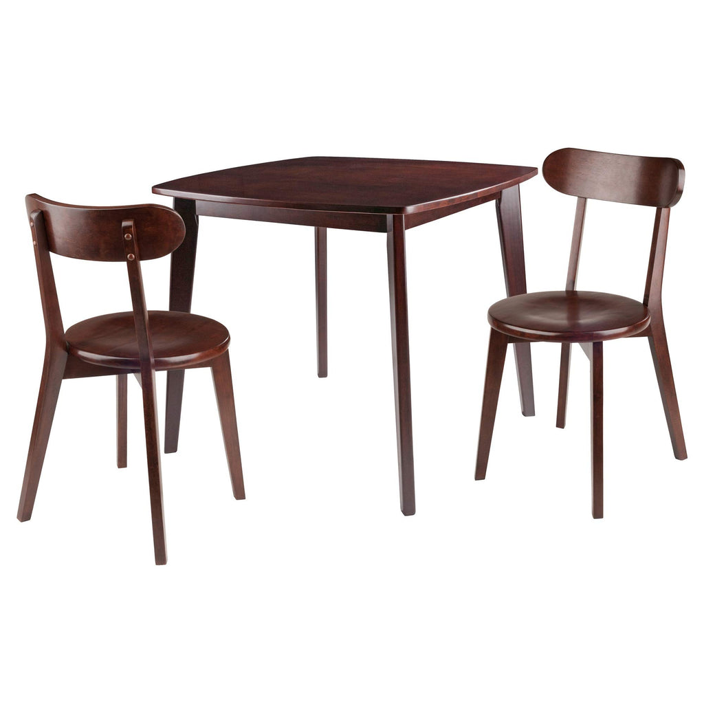 Ergode Pauline 3-Pc Table and Chair Set | Compact Size | Solid Wood | Walnut Finish | Ideal for Smaller Spaces | Assembly Required
