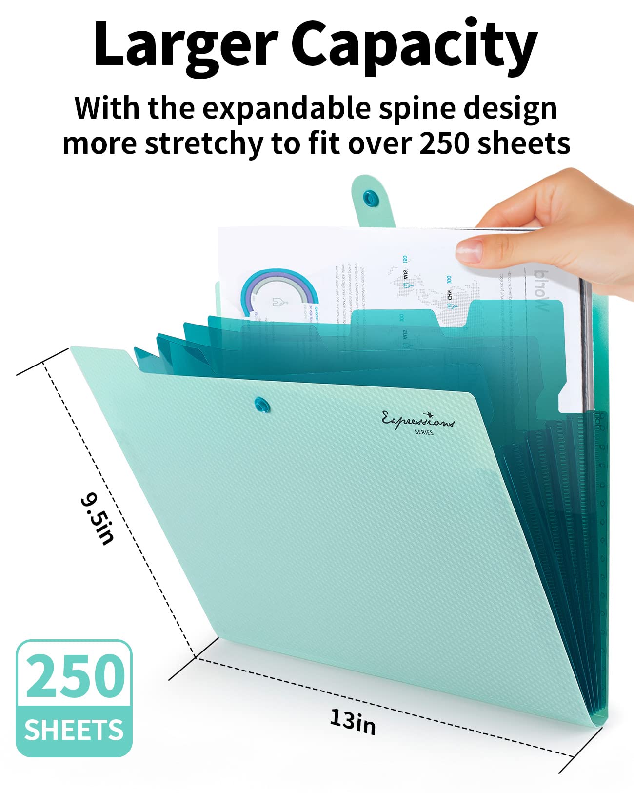 Sooez Expanding File Folder, Letter Size Accordion File Organizer, 5 Pocket Folders For Documents, Cute Folder With Labels, Port