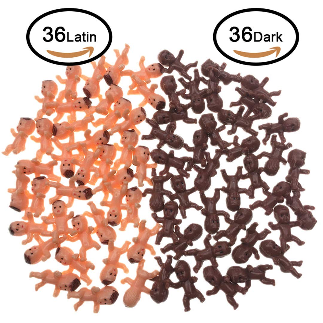 JUXINDAZYF Plastic Baby Figurines for Ice Cube Games, Cake Toppers, Party Favors - Latin + Dark, 72 Count