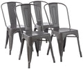 Amazon Basics Metal Dining Chairs, 4 Count, Dark Grey, 20.1 x 17.1 x 33.5 inches
