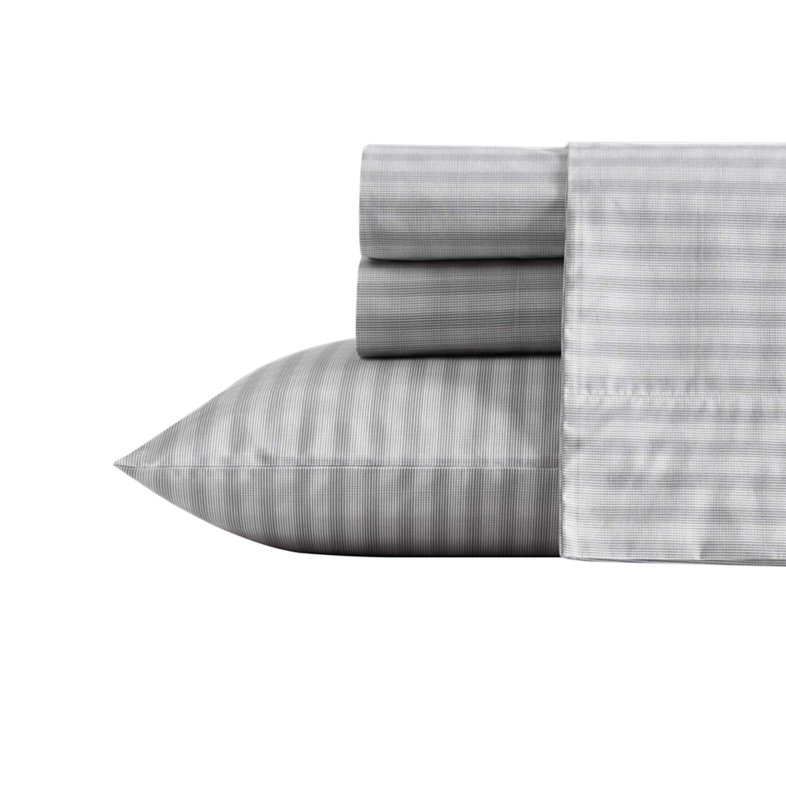 Nautica - Full Size Sheet Sets, Cotton Percale Preppy Bedding, Crisp & Cool, Lightweight & Breathable (Michael Plaid Grey, Full)