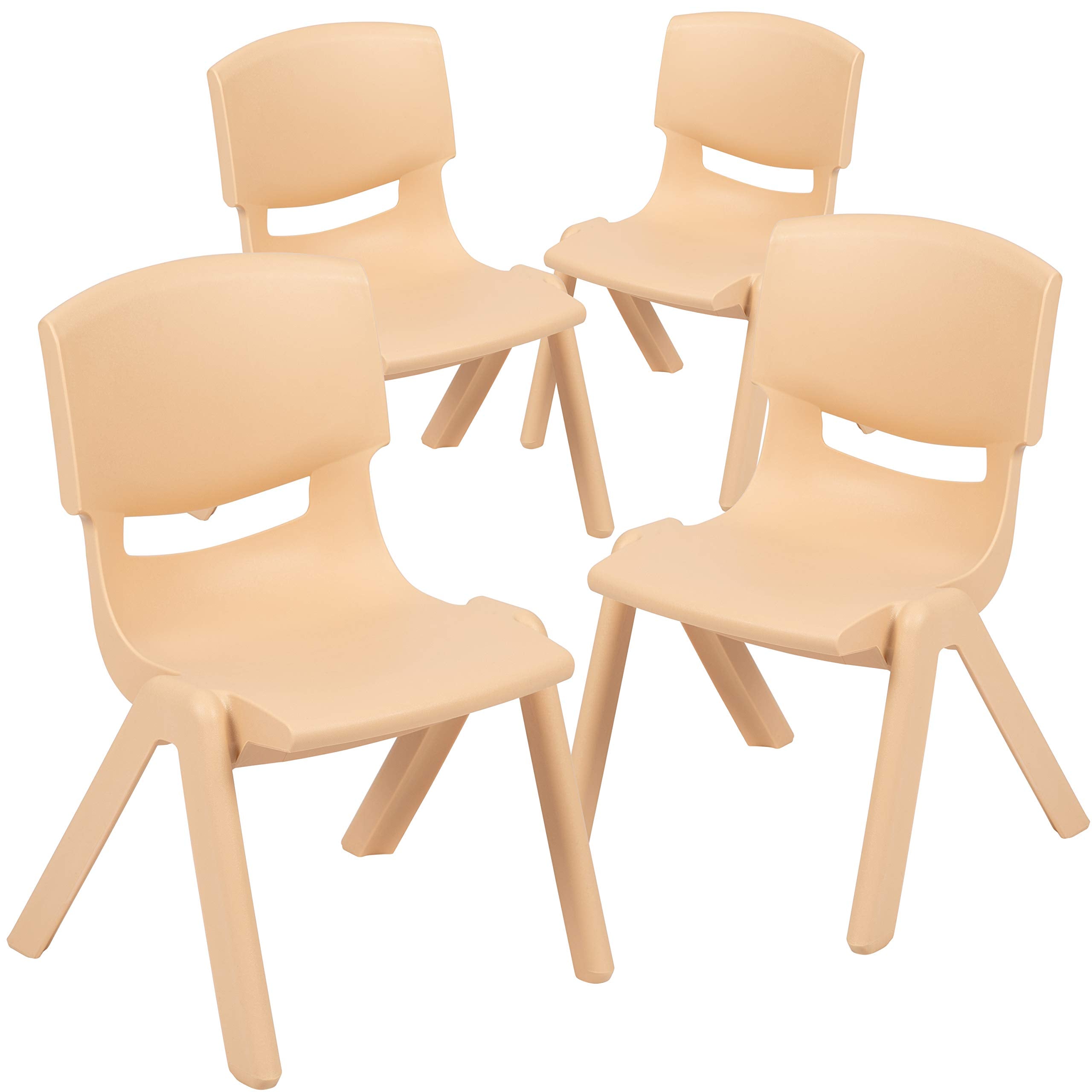 Flash Furniture 4 Pack Natural Plastic Stackable School Chair with 12'' Seat Height