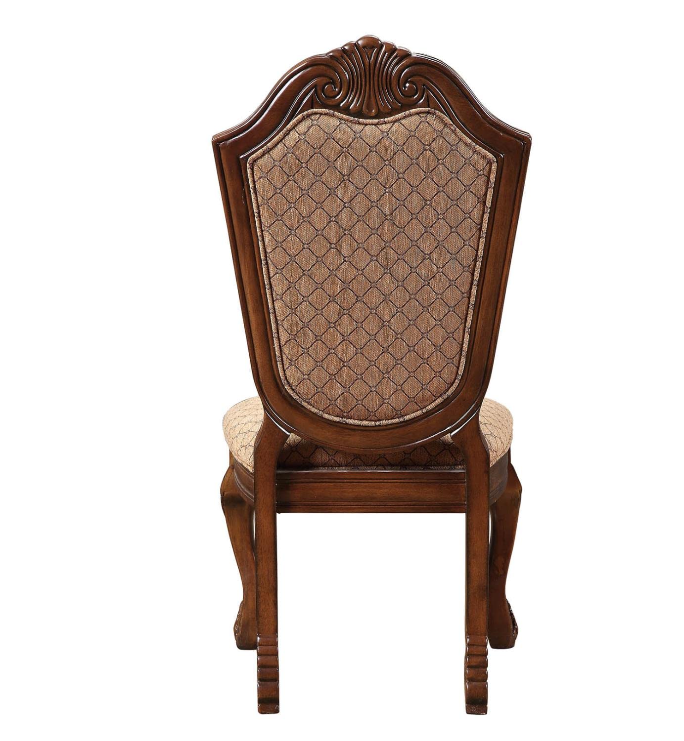 Acme Furniture Chateau De Ville Side Chair Set of 2, Fabric & Cherry, 23 x 28 x 45 inches, Model 04077A