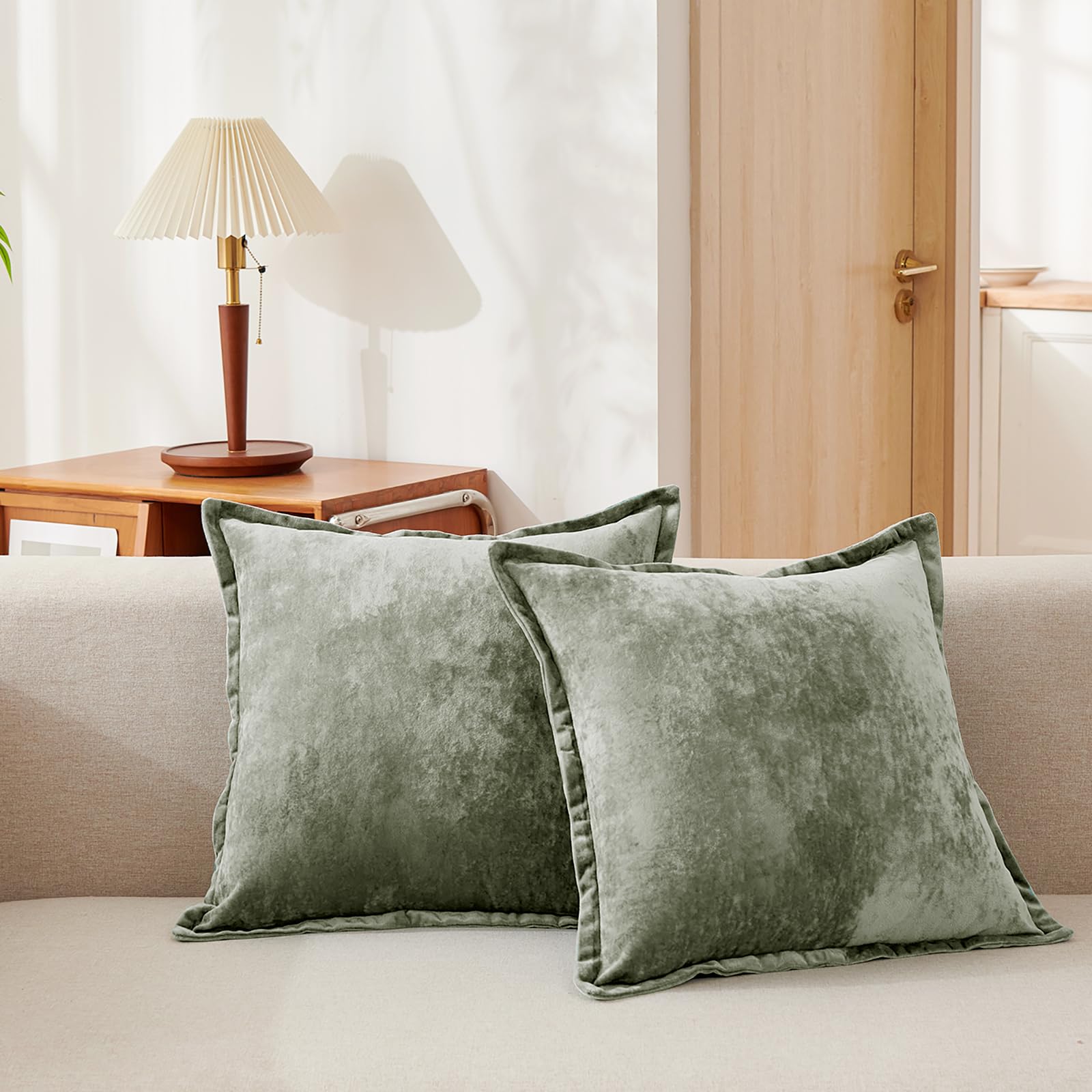 Cocoploceus Luxurious Velvet Throw Pillow Covers 20X20 Set Of 2 Decorative Pillow Covers Solid Square Cushion Case For Sofa Couc