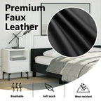 vidaXL Faux Leather Bed Frame Platform Bed, Scandinavian Style/Slats Support/No Box Spring Needed/Without Mattress/Easy Assembly, Black Full Bed