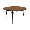 Flash Furniture Wren 42'' Round Oak Thermal Laminate Activity Table - Height Adjustable Short Legs