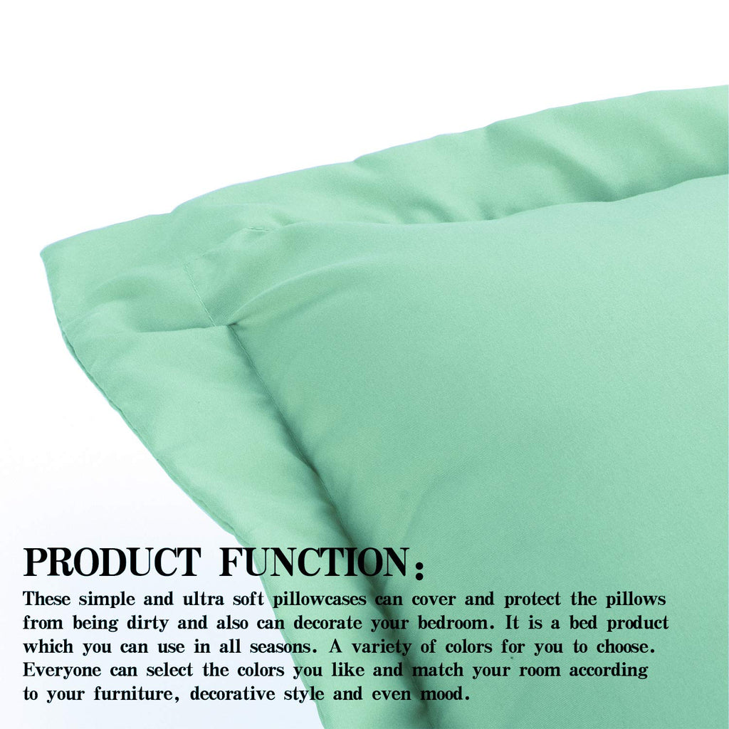 Ntbay 100% Brushed Microfiber Queen Pillow Shams Set Of 2, Super Soft And Cozy, Wrinkle, Fade, Stain Resistant 20X30 Inches Oxford Pillowcases, Sea Green