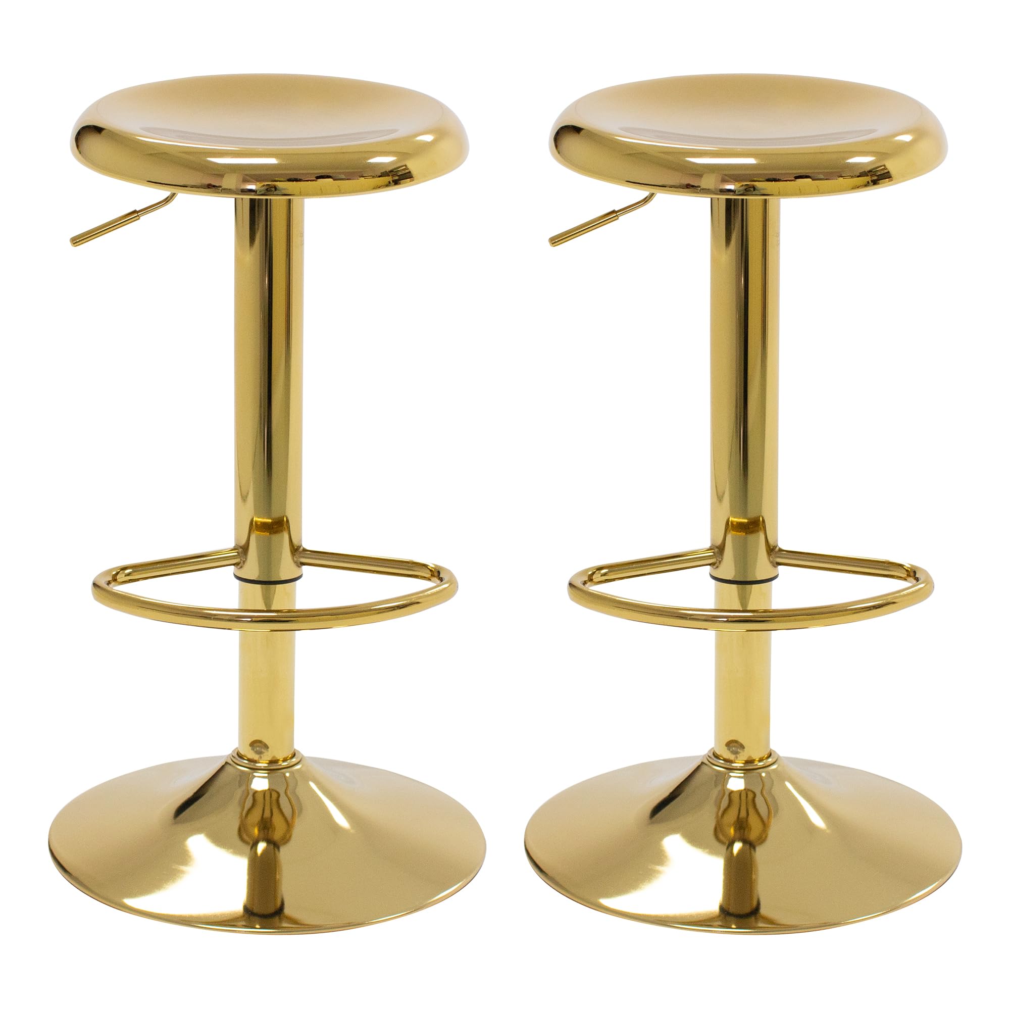 Carolmade Bar Stools Set Of 2, Adjustable Metal Bar Stools Swivel Counter Height Stool, Backless Barstools For Kitchen Island Pu