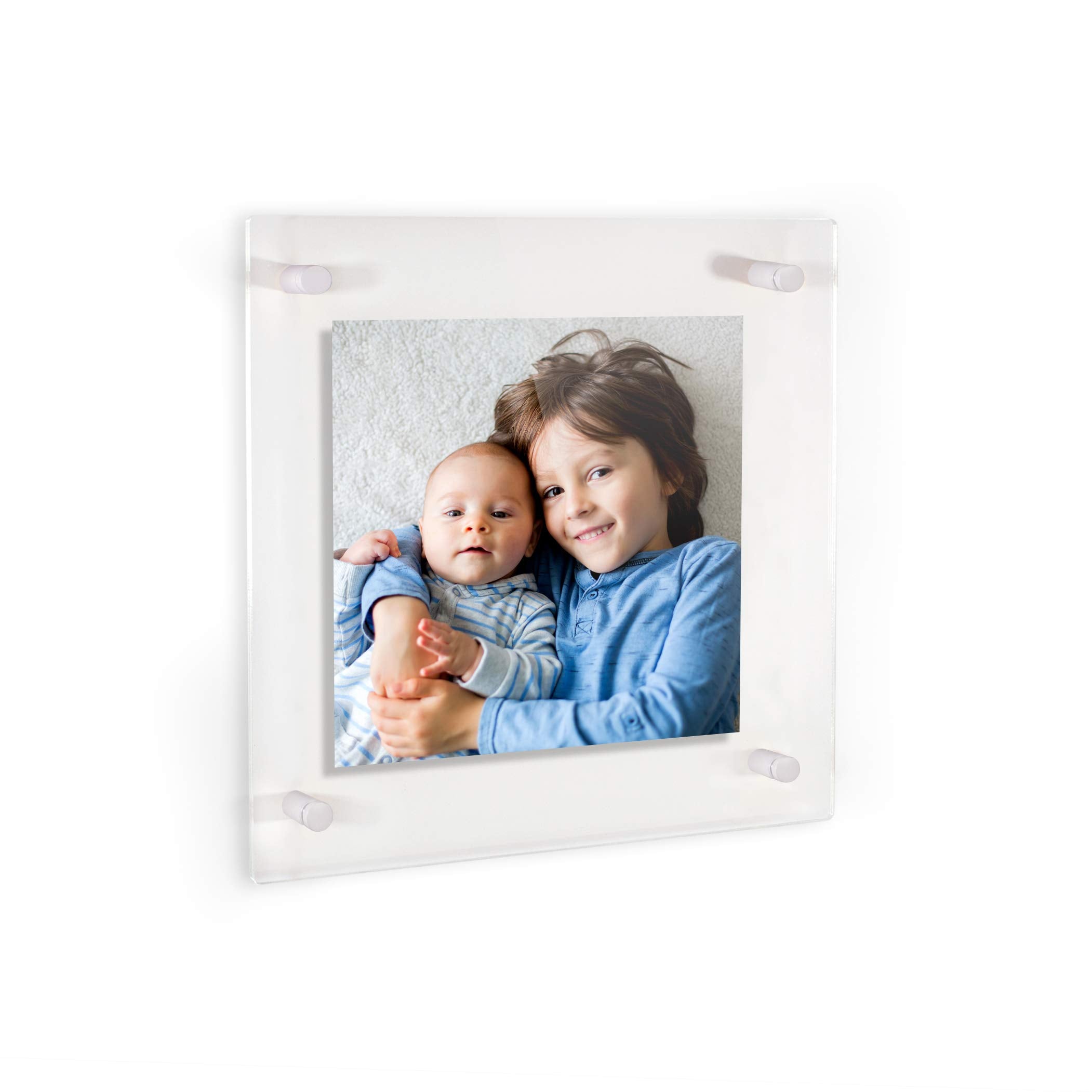 ArtToFrames Floating Acrylic Frame for Pictures Up to 20x20 inches (Full Frame is 24x24) with White Standoff Wall Mount Hardware
