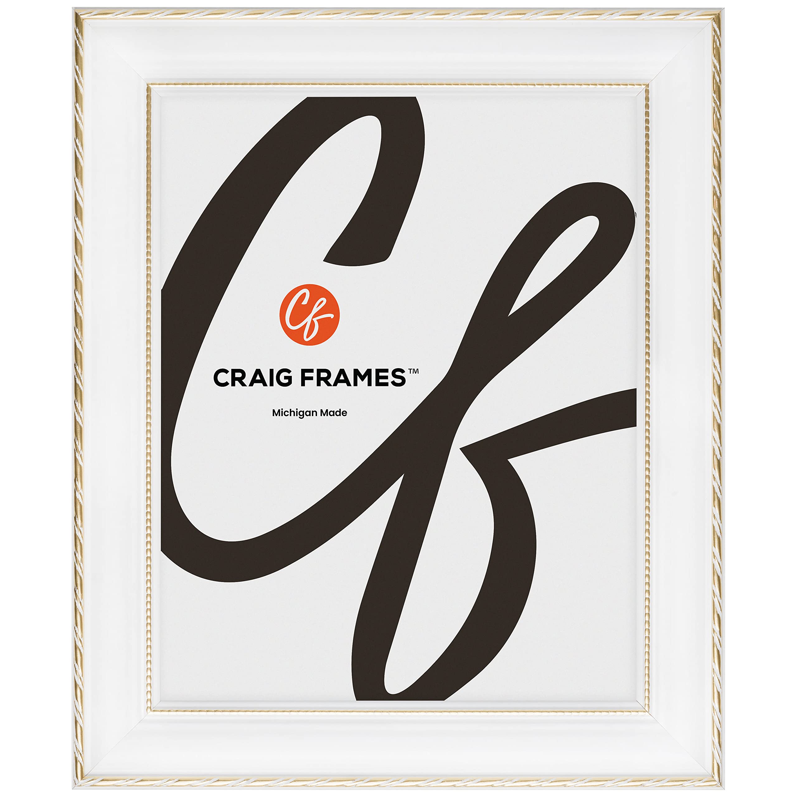 Craig Frames Victoria, 24x34 Picture Frame, Ornate White and Gold