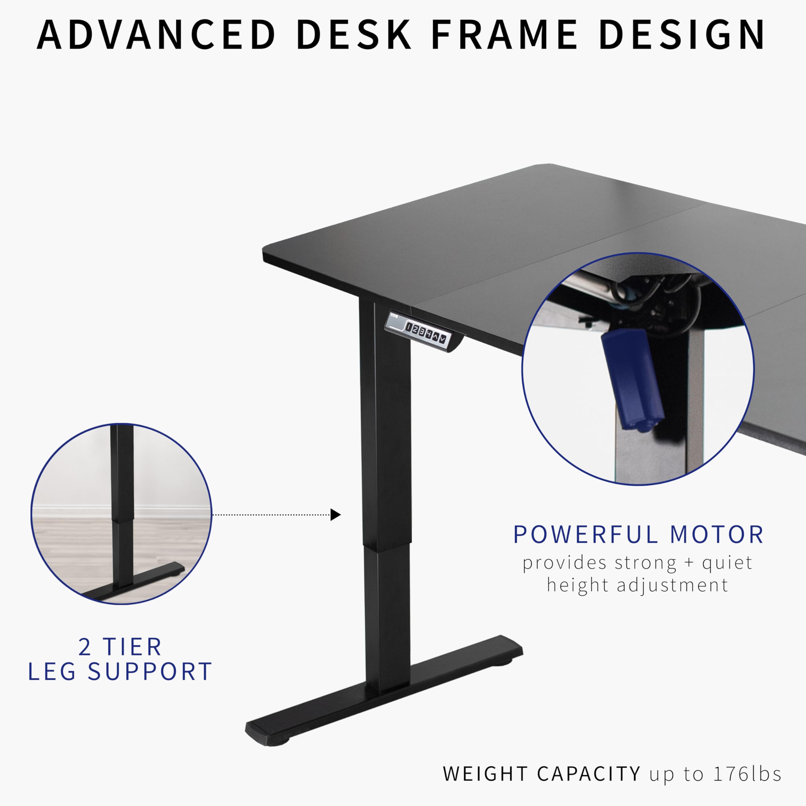 Vivo Electric Height Adjustable 71 X 30 Inch Memory Stand Up Desk, Dark Walnut Table Top, Black Frame, Standing Workstation With Preset Controller, 1B Series, Desk-Kit-1B7D